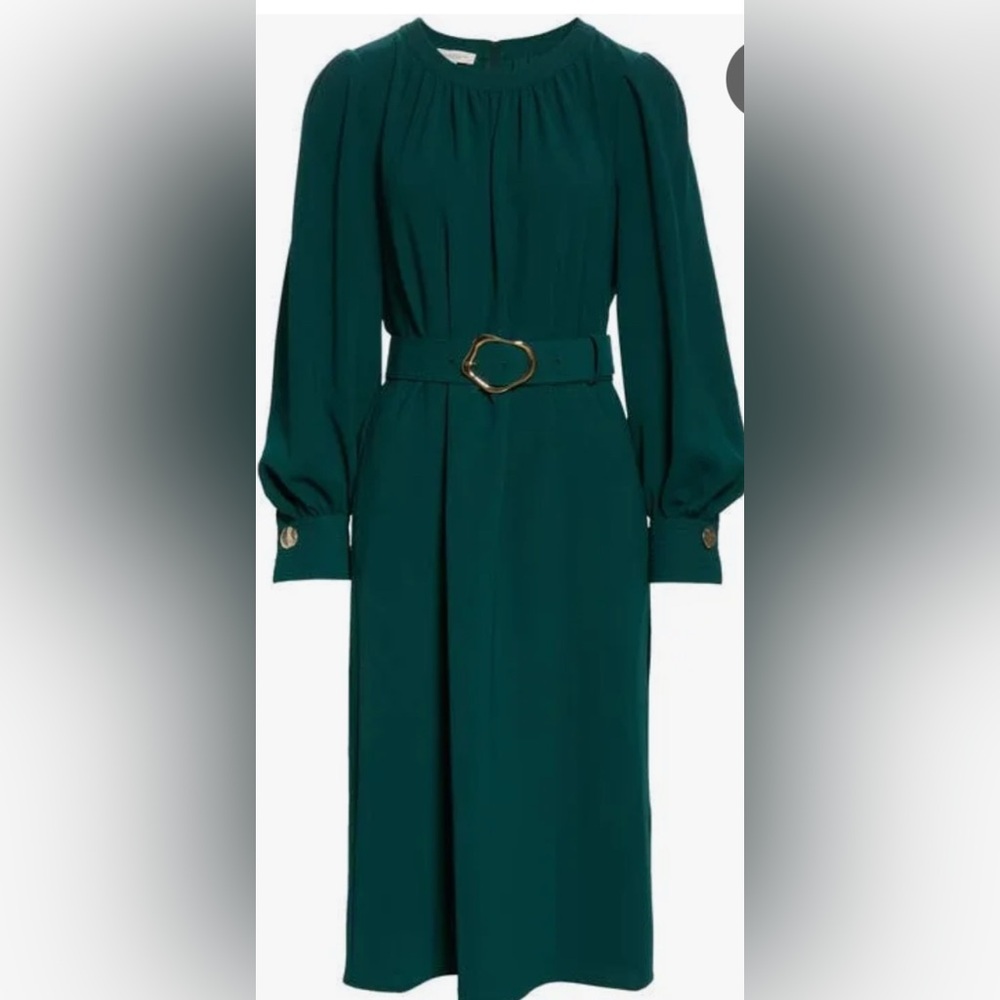 Lafayette 148 New York Teal Long Sleeve Dress - Picture 2 of 16